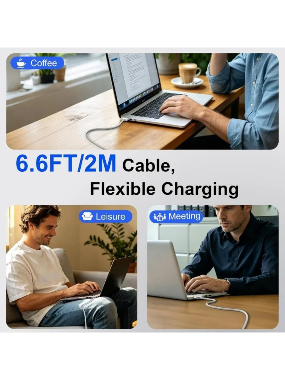 140W Magnetic USB-C Charging Cable for MacBook, 6.6FT Fast Charge, Durable